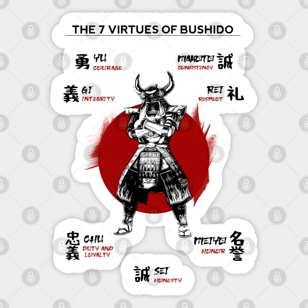 The Seven Virtues of Bushido Sticker by NoMans